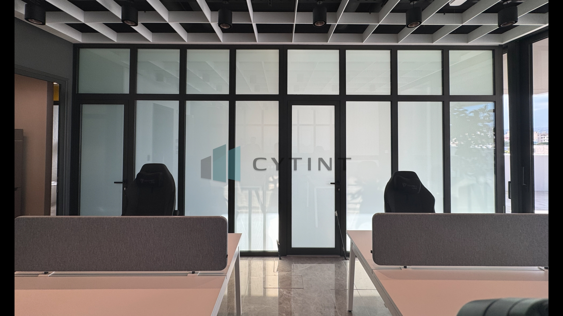 Smart Film in opaque state - Summit Business Center
