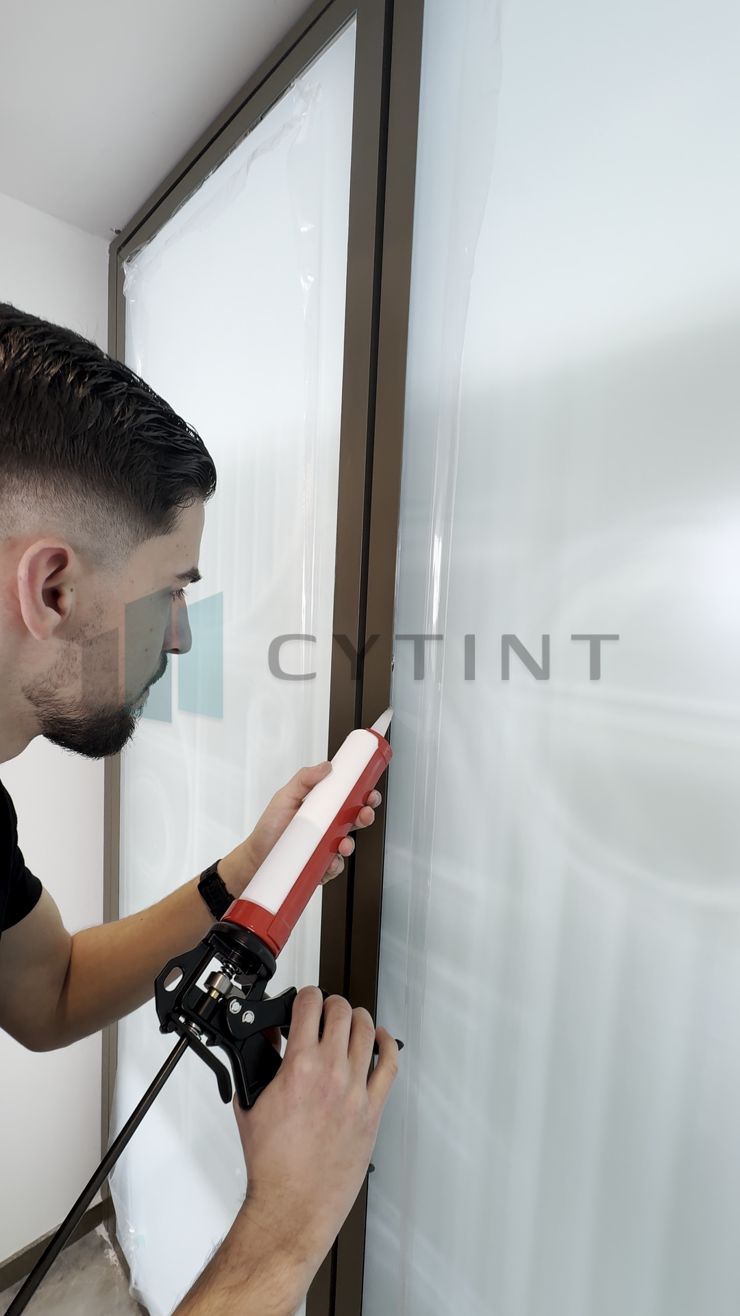 Professional silicone application during installation